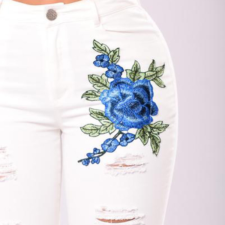 SZ60107 white embroidered jeans